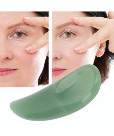 Curved Cosmetic Spatula - Mini Jade Stone Eye Cream Applicator & Gua Sha Massage Stick for Puffiness Relief (Green - Buy Online on GoSupps.com