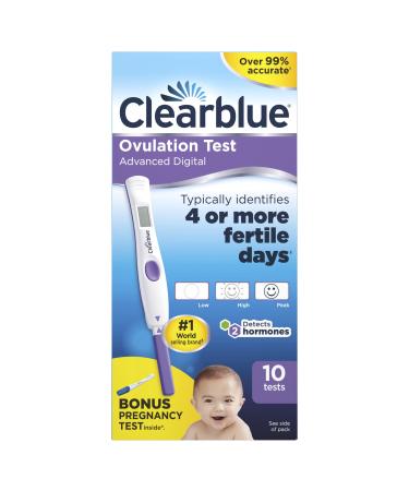 Clearblue Advanced Digital Ovulation Test Kit Plus Bonus Rapid Detection Pregnancy Test 10 Ovulation Tests & 1 Pregnancy Test 10 Count (Pack of 1)