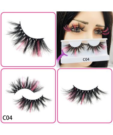 Colored Mink Lashes: 25mm Dramatic Wispy Eyelashes in 5 Mixed Colors - Pack of 5 Pairs - Buy Online on GoSupps.com