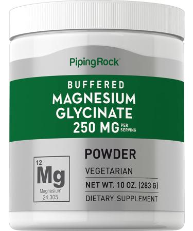 Magnesium Glycinate Powder | 250 mg | 10 oz | Buffered | Vegan Vegetarian Non-GMO Gluten Free Supplement | by Piping Rock