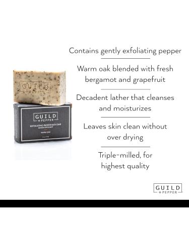 Gilchrist & Soames Guild + Pepper Exfoliating Bath Bar 6oz - Natural Black Pepper & Aloe Hand & Body Cleanser Warm Oak Scent - International Shipping Available - Buy Online on GoSupps.com