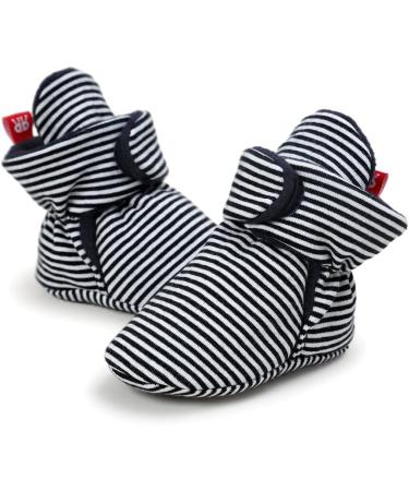 EDOTON Unisex Newborn Winter Boots - Non-Slip Sole, Soft Stay On Bootie Sock - 6-12 Months (Black Stripe) - Buy Online on GoSupps.com