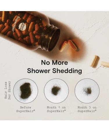 SuperHair by Moon Juice - Natural Hair Nutrition Supplement for Healthier, Thicker Hair - 250mg Ashwagandha, 500mcg Biotin, 120mg Saw Palmetto - Vegan & Non-GMO - 120 Capsules - Buy Online on GoSupps.com