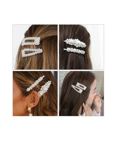 4 Piece Bridal Hair Barrettes with Artificial Pearls - Decorative Hair Pins - Buy Online on GoSupps.com