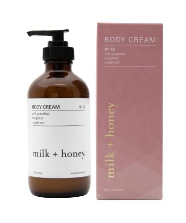 milk + honey Rich Body Cream No. 16  Pink Grapefruit  Bergamot and Cardamom  Body Cream for Women and Men  Ultra-Nourishing Moisturizing Lotion  8 oz. Pink Grapefruit Bergamot & Cardamom