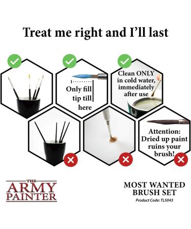 The Army Painter Most Wanted Brush Set - Miniature Small Paint Brushes for Acrylic, Watercolor, Oil Painting - Set of 3 Fine Detail and Drybrush Brushes - Buy Online on GoSupps.com