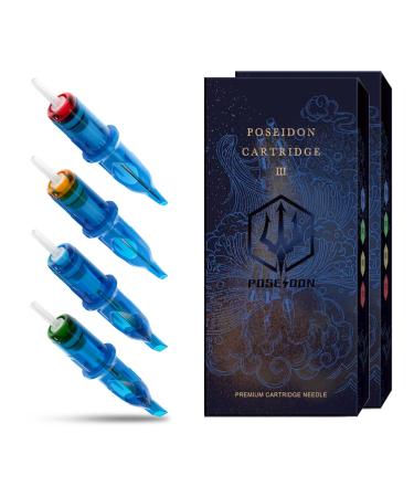 POSEIDON V3 Tattoo Cartridge Needles 30PCS Mixed Size 5RL 7RL 5RM 7RM 5M1 7M1 Disposable Steriled Needles with Membrane Safety Cartridges (30pcs #12 Standard) 30MIX