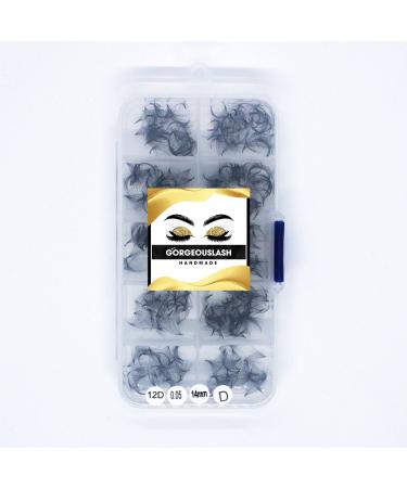 12D Lashes 1000 Premade Loose Lash Fans. Eyelash Extension. Handmade. (12D 0.05 - D Curl 14mm) 12D 0.05 - D Curl 14mm