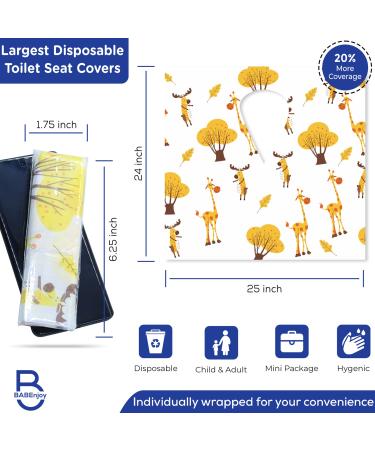 40-Pack Disposable Toilet Seat Covers - BABEnjoy Giraffe Pattern Extra Large - Ideal for Kids, Toddlers, and Adults - Potty Training, Public Bathrooms, Airplanes - Buy Online on GoSupps.com
