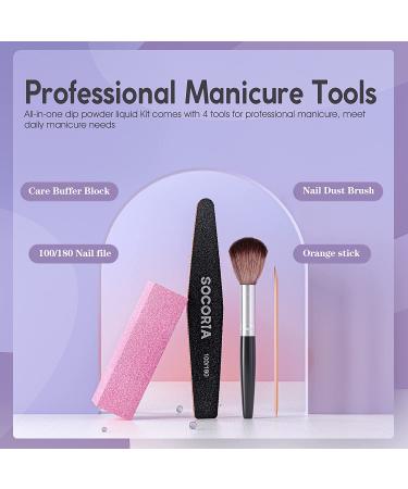 SOCORIA 5pcs Dip Powder Liquid Set | Bond, Primer, Base & Top Coat, Activator, Brush Saver | High-Shine & Long-Lasting Formula for Dip Powder Nail Kit - 9pcs - Buy Online on GoSupps.com
