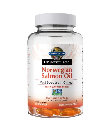 Garden of Life Dr. Formulated Norwegian Salmon Oil - Dietary Supplement - Full Spectrum Omega-3 EPA, DHA, DPA - Fish Oil from Norwegian Fjords - for Heart Health - 60 Softgels