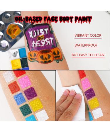 Bowitzki Halloween Makeup Special Effects | Oil Face & Body Paint Fake Blood Scar Wax Charred Ash Powder Sponges & Brush for SFX Cosplay - Buy Online on GoSupps.com