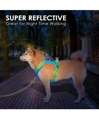 Phoepet No Pull Dog Harness - Reflective Vest with Soft Training Handle for All Dog Sizes (Blue & Green Medium) - Buy Online on GoSupps.com
