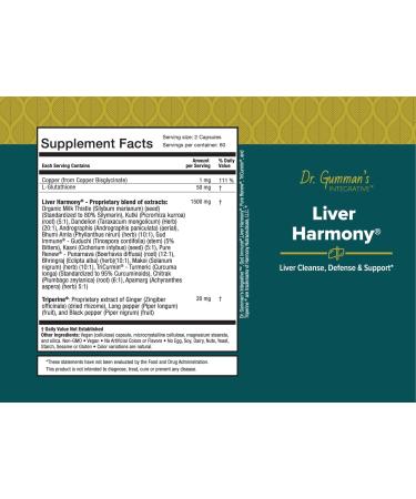 Liver Harmony Dr. Gumman s Integrative Clinical Grade - Advanced - Comprehensive - Liver & Gallbladder Support* Formula Triperine Enhanced 120 Vegan Capsules Made in USA - Buy Online on GoSupps.com