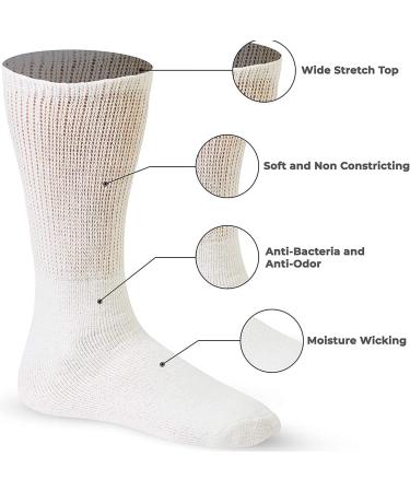 Creswell 12 Pairs Diabetic Crew Socks | Made in USA | White 10-13 - Buy Online on GoSupps.com