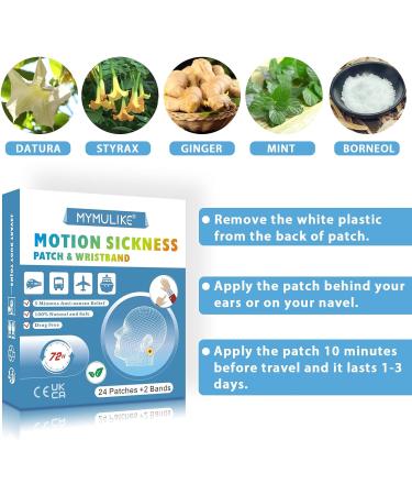 MYMULIKE 24ct Motion Sickness Patches + Bracelet - Relief from Nausea, Dizziness & Vomiting - Anti Seasickness Patch - 26pc Set - Buy Online on GoSupps.com