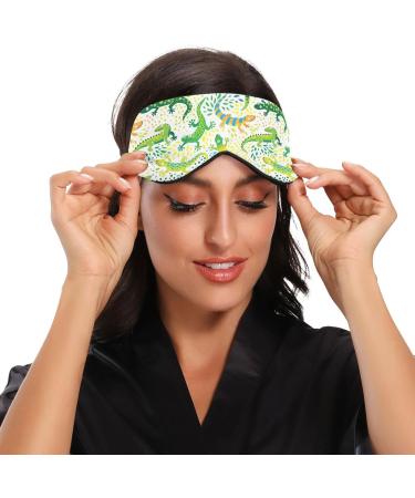 Buy Cute Green Lizard Sleep Mask | Light Blocking Eye Mask for Men & Women | Soft Adjustable Blindfold for Travel & Naps - Buy Online on GoSupps.com