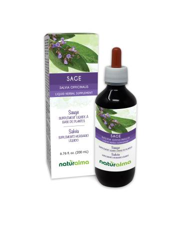 Naturalma Sage (Salvia officinalis) Leaf Alcohol-Free Tincture - 6.76 fl oz Liquid Extract in Drops - Herbal Supplement - Vegan Alcohol-free 6.76 Fl Oz (Pack of 1)