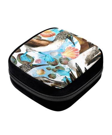 GIAPB Period Bag Sanitary Napkin Storage Bag Pad Holder for Period Makeup Pouch Animal Bird and Shell Color565