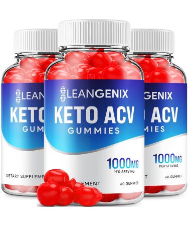 (3 Pack) LeanGenix Keto ACV Gummies - Advanced Formula LeanGenix Keto Plus ACV Weight Management Gummies Apple Cider Vinegar LeanGenix ACV Dietary Supplement Reviews Men Women (180 Gummies)