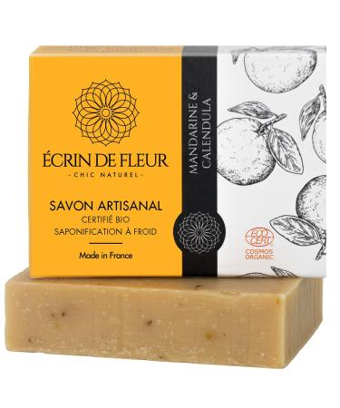 crin de Fleur Organic Mandarin & Calendula Soap Handcrafted Cold Processed 1x90g Mandarin Soap 100 g (Pack of 1)