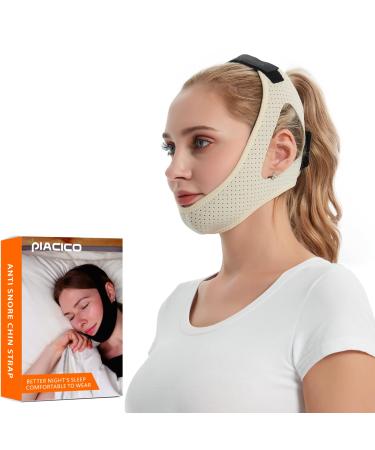 Chin Strap for Cpap Users Anti Snoring Sleep Aid Solution for Men and Women Adjustable Effectively Reduce Snoring Stop Snore Device for Better Sleep (Nude)