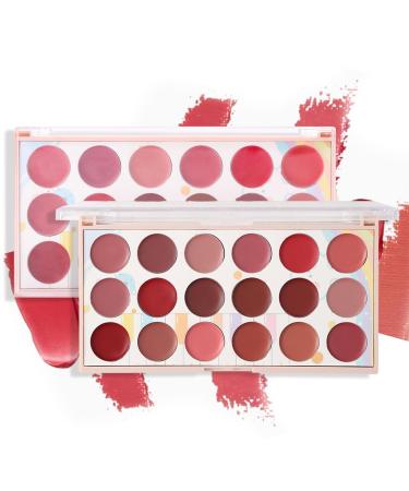 G n rique Matte Makeup Palette - 18 Waterproof Lipstick Colors - Cream and Gloss for Beginners