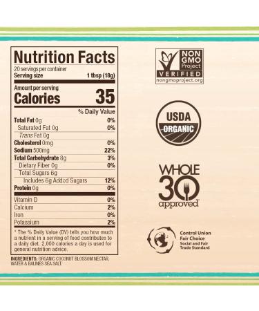 Big Tree Farms Organic Coco Aminos 10 oz Original Flavor - Soy Free, Vegan, Gluten Free, Paleo, Kosher, Whole30, Non GMO - Low Glycemic & Sodium - Sauce & Marinade Substitute (Pack of 2) - Buy Online on GoSupps.com
