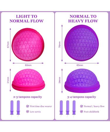 INBOLM 2 Pack Menstrual Discs Reusable Period Cups Medical-Grade Silicone Flat-Fit Cup Moon Cup Alternative to Tampons Petal Thin and Ultra Comfortable for Women Sizes S + L with Silicone Case - Buy Online on GoSupps.com