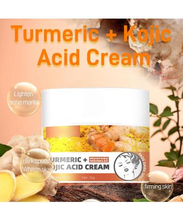 Kojic Acid Skin Lightening Cream - Moisturiser Face Women - Kojic Acid Cream with Turmeric - Anti Aging Face Cream for Anti-wrinkle - Brighten & Even Skin Tone Moisturizing Dark Spots Firming Skin - Buy Online on GoSupps.com