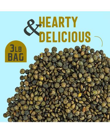 French Green Le Puy Dry Lentils 3lb Bulk Resealable Bag - Plant-Based Protein for Soups, Salads & Stews - Vegan & Kosher - Non-Irradiated - Buy Online on GoSupps.com