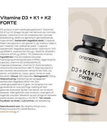 Be Healthy Group doo Vitamins D3 + K1 + K2 FORTE 180 Vegetable Capsules Bone Muscle and Immune Support Vitamin Synergy Blood Clotting Support 6month supply - Buy Online on GoSupps.com