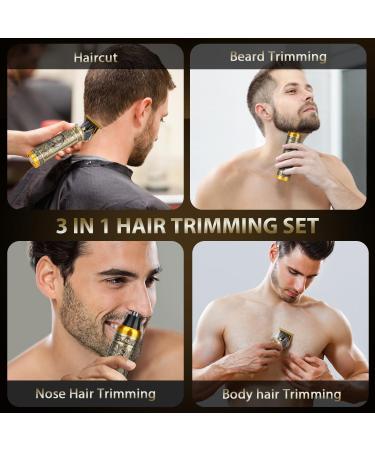 3 in 1 Mini Hair Clippers & Nose Trimmer Set for Men - Cordless & Rechargeable - Zero Gapped T Blade - Gold - Perfect for Barbers and Home Use - Buy Online on GoSupps.com