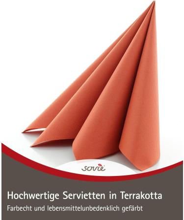 Sovie Linclass Terracotta Airlaid Napkins - 50 High-Quality 40x40 cm Disposable Napkins for Weddings & Parties - Tearproof & Suction-Strong - Buy Online on GoSupps.com