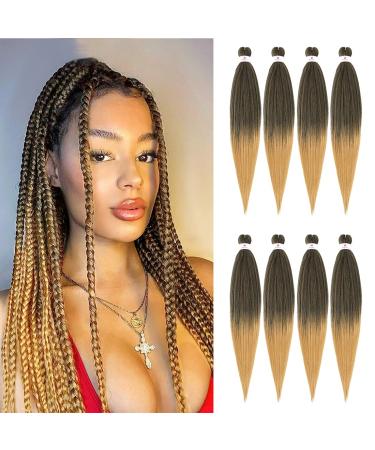 Beyond Beauty 26Inch 8Pack/Lot Pre Stretched Braiding Hair Extensions EZ Briads Hot Water Setting Yaki Braiding Hair(T1B-27) 8Packs-26Inch T1B-27