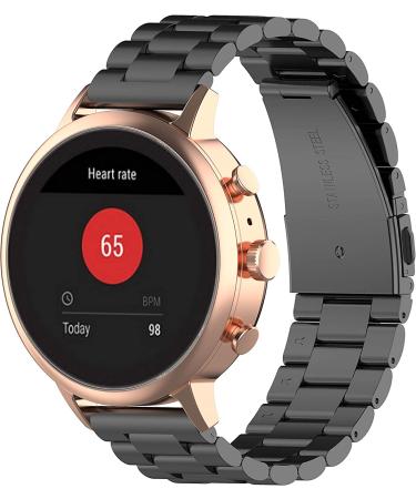 FitTurn Stainless Steel Metal Watch Band for Letscom, Letsfit, Lintelek, Yamay Smartwatches - Black - Buy Online on GoSupps.com