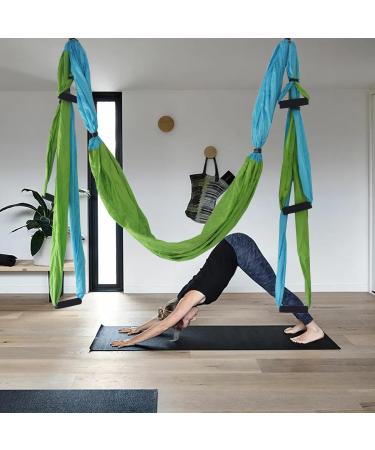 Ehuihuan Aerial Yoga Towel & Hammock - Anti-Gravity Yoga Swing Strap & Band in Blue Green for Ultimate Stretching - Buy Online on GoSupps.com