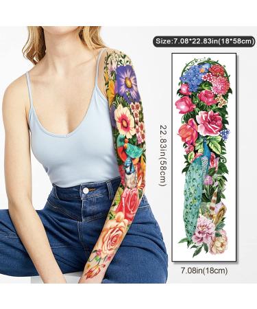Temporary Tattoo Set - 55 Sheets Full & Half Arm, Flower, Butterfly, Lion, Wolf, Peacock Designs for Women Men, 30 Tiny Tattoos for Adult Kids - Buy Online on GoSupps.com