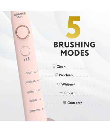 Wagner Stern ProDental Electric Toothbrush - 5 Modes 3 Intensity Levels 8 Dupont Bristles Travel Case - Pink | Buy Internationally - Buy Online on GoSupps.com