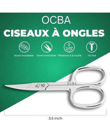 OCBA Professional Stainless Steel Curved Blade Cuticle Nail Scissor for Thick Toenails - Men and Women - Ideal for Manicure, Pedicure, Eyebrows, Nose Hair, and Beard - Buy Online on GoSupps.com