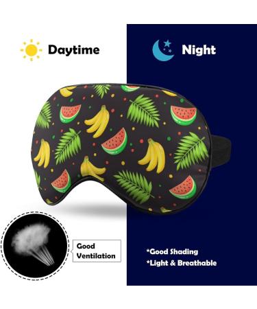 Watermelon Banana and Palm Sleep Mask: Adjustable Eye Cover for Sleeping, Blocking Light - Men's and Women's Night Travel Nap Companion - Buy Online on GoSupps.com