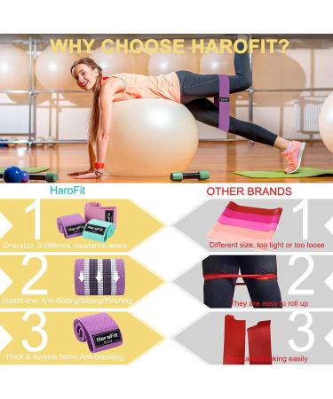 HaroFit Fabric Resistance Bands Set - 15LB Exercise Bands with Handles, Ankle Straps, and Core Sliders for Home Fitness - Green Pink Purple - Buy Online on GoSupps.com