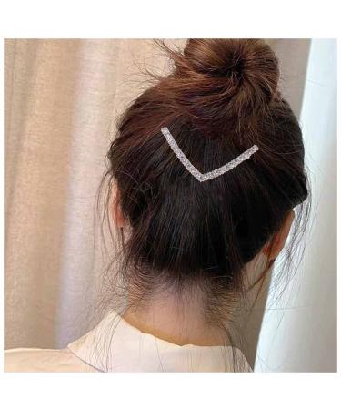 Cimenexe Bohemian Crystal Arrow Hair Clip Rhinestone Bar Hair Barrette Cz V Shape Hairpin Gold Rhinestone Hair Pins Clips Vintage Headwear Decorative Hair Accessories Jewelry for Women and Girls