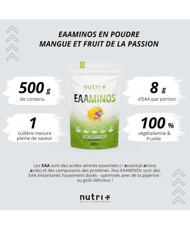 Nutri + EAA POWDER 500g Vegan - HIGH DOSE - all essential amino acids - Nutri-Plus Sport - mango-passion fruit flavor EAAs - Essential amino acids - Buy Online on GoSupps.com