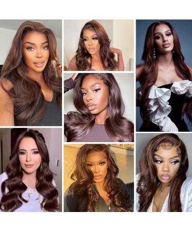 Chocolate Brown Body Wave Lace Front Wig 20 | 13X4 HD Lace, 150% Density Brazilian Virgin Human Hair | Pre Plucked with Baby Hair | Colored Human Hair Lace Front Wig - Buy Online on GoSupps.com