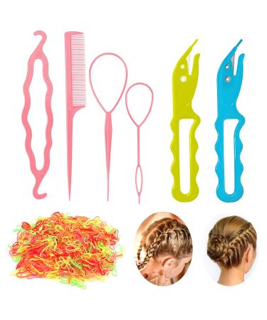 SAIGHT Rubber Hair Band Remover Cutter 1000pcs Elastic Hair Bands with Styling Hair Tools 4pcs Topsy Hair Tail Tools Hair Loop Styling Tool for Toddlers Girls Women Bangs Layers and Split Ends