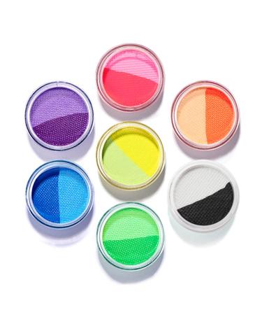 Water Activated Split Cake Eyeliner  UV Glow Blacklight Fluorescent Paint  Onmay 14 Bright Color Retro Graphic Hydra Eye Liner  Body Face Paint  Halloween Makeup (14color)