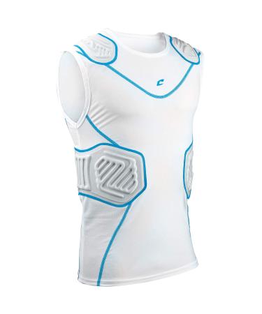 CHAMPRO Bull Rush Football Compression Shirt with Integrated Cushion System White, Grey Inset Large