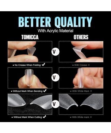 Tomicca Gel Nail Tips - 150 Pcs Almond Short Soft Gel Full Cover Set with Glue | Professional Salon Quality 15 Sizes - Buy Online on GoSupps.com