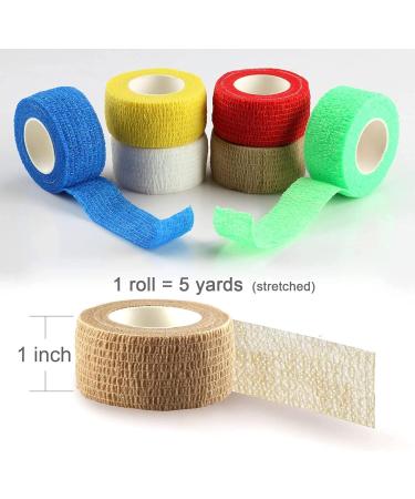 Self Adhesive Bandage Wrap - 1 Inch 6 Pack - Elastic Vet Wrap for Sports Injury Wrist Ankle - Buy Online on GoSupps.com